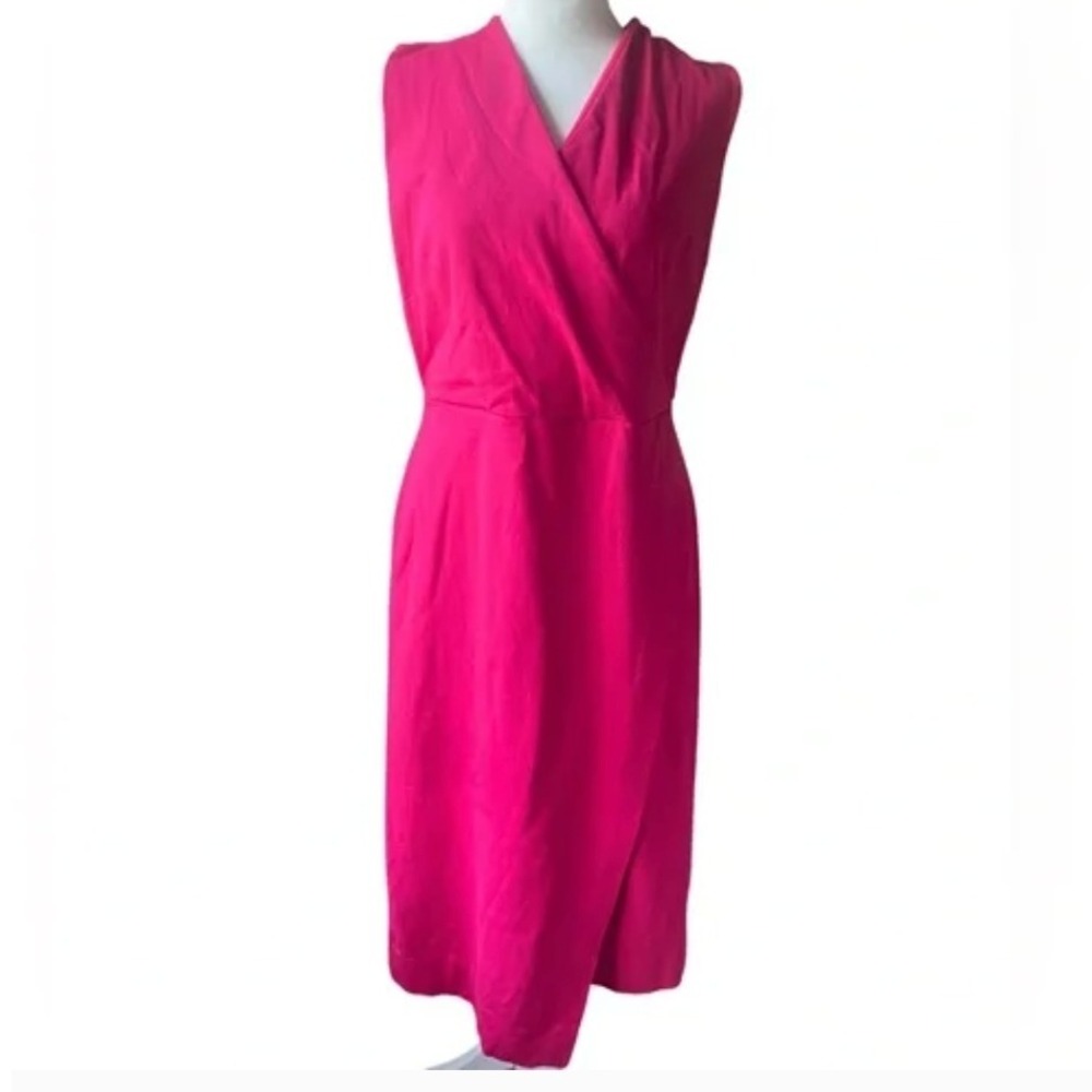 Tahari Arthur S Levine Women's Pink Sleeveless Wrap‎ Front Midi Dress Size S